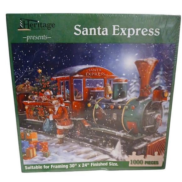 Heritage Santa Express 1000 Pc Puzzle Holiday 30x24 Sealed Train Gifts Christmas - Picture 11 of 11